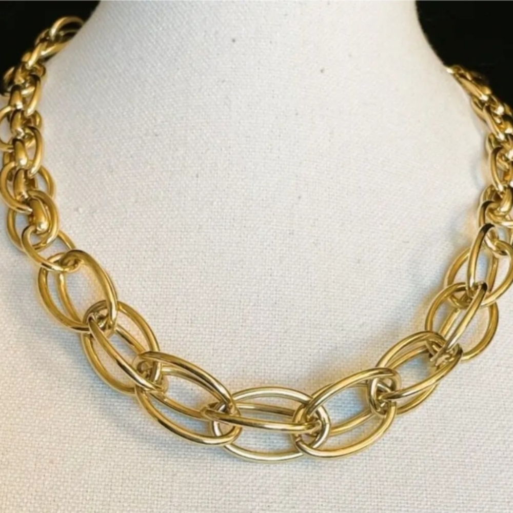 Francesca Visconti Designer Gold Tone Chunky 17-20" Oval Link Chain Necklace